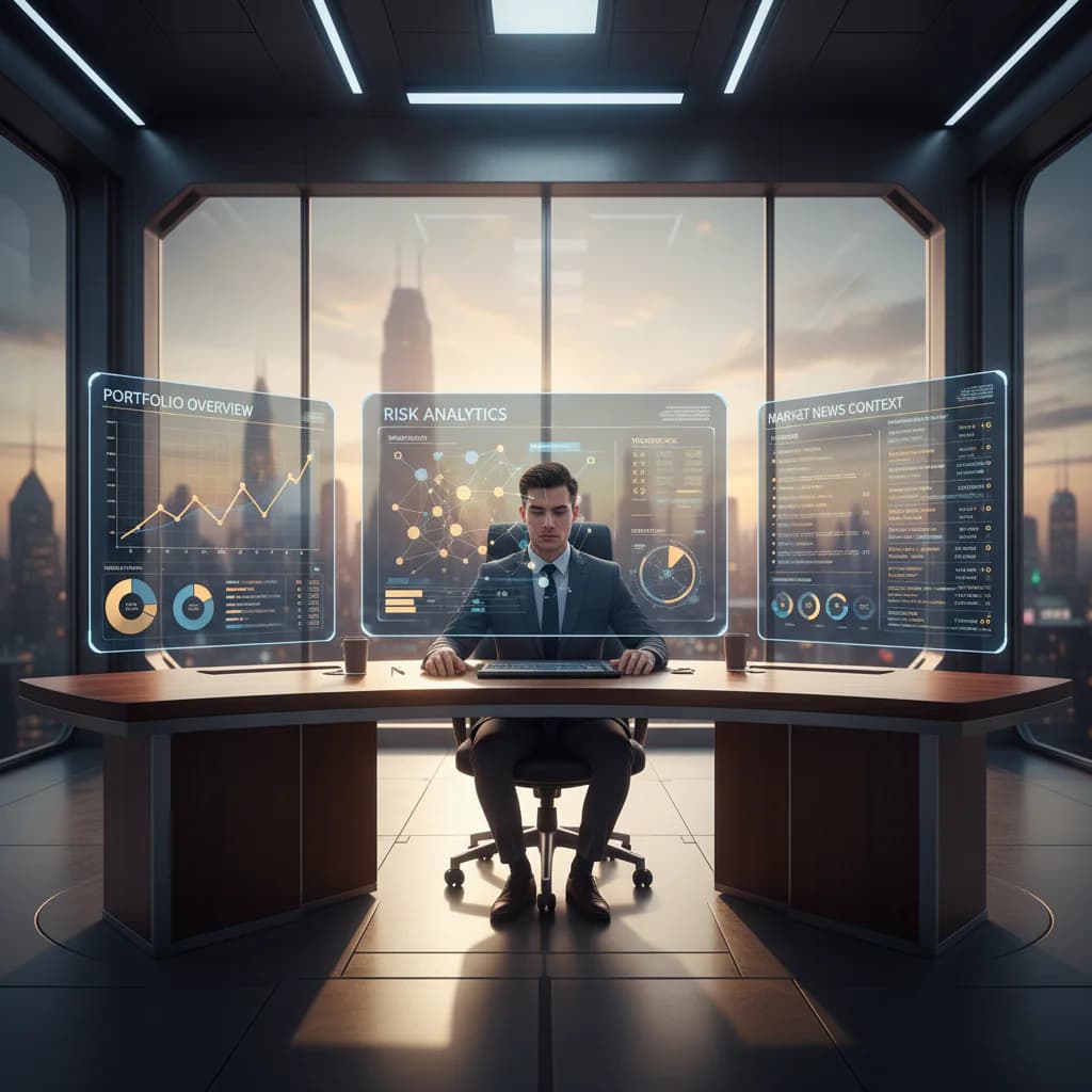 Live trading desk with portfolio and risk dashboard