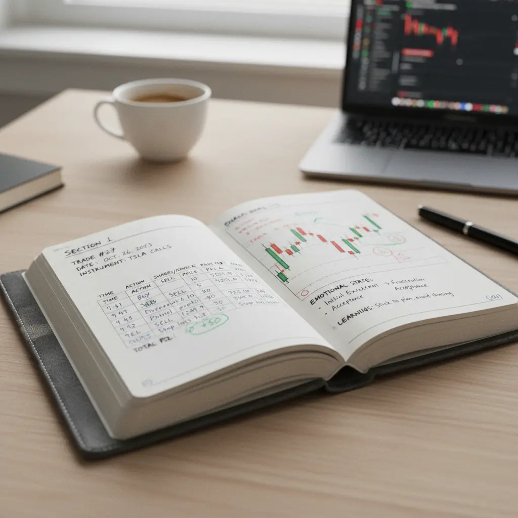 Example of a detailed day trading journal entry.