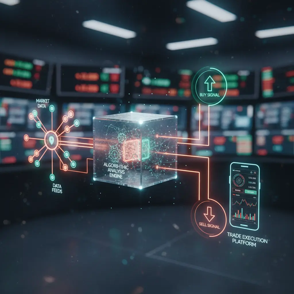 Diagram showing automated forex signal generation process.