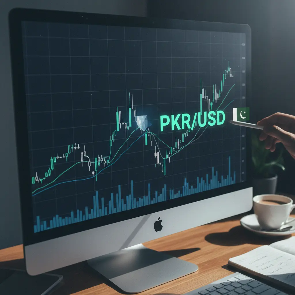Forex market chart with Pakistani Rupee indicator