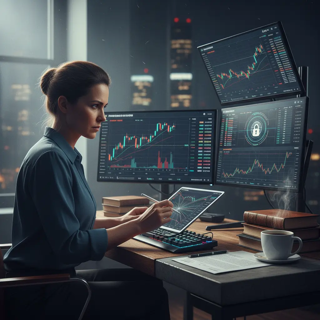 Trader making a decision at a desk