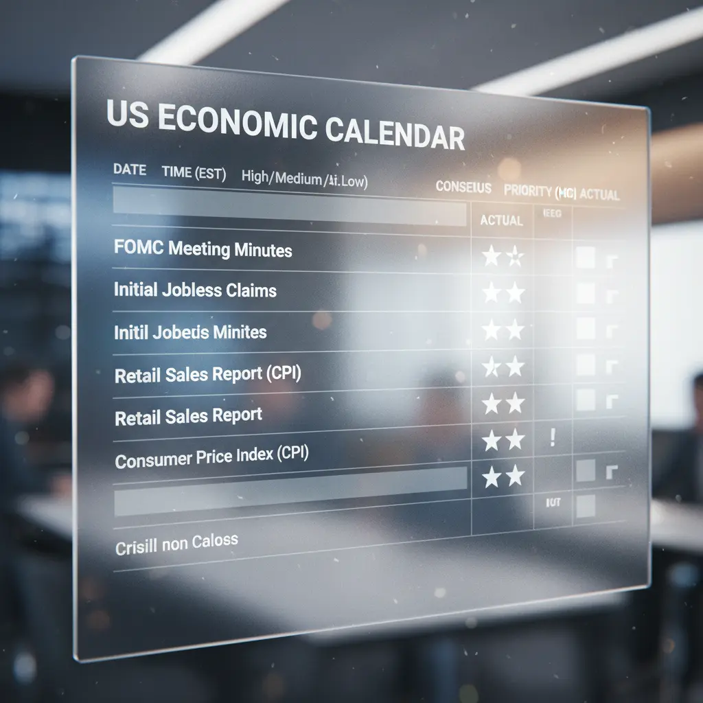 US Economic Calendar showing upcoming news releases