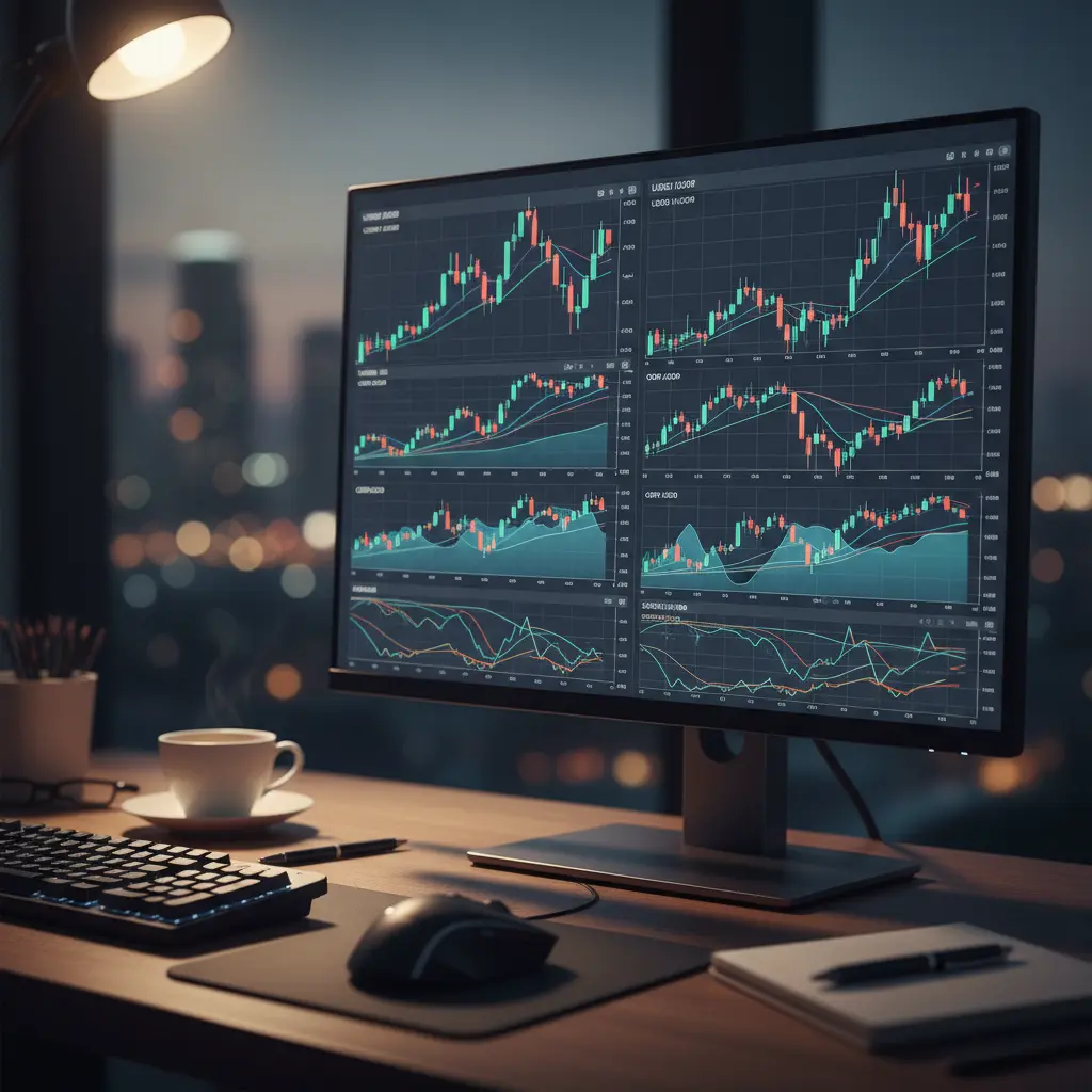 Forex trading charts showing USD currency pairs