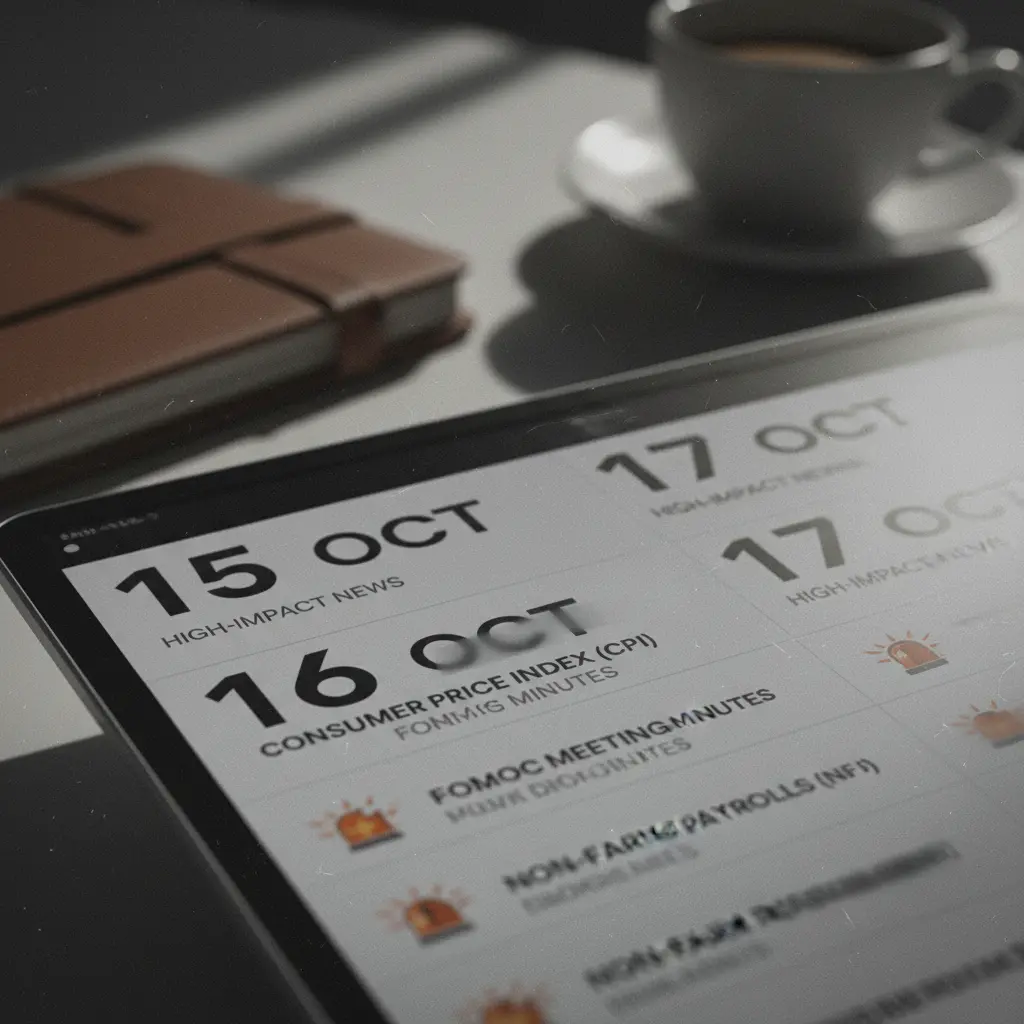 Screenshot of an economic calendar showing upcoming high-impact news events
