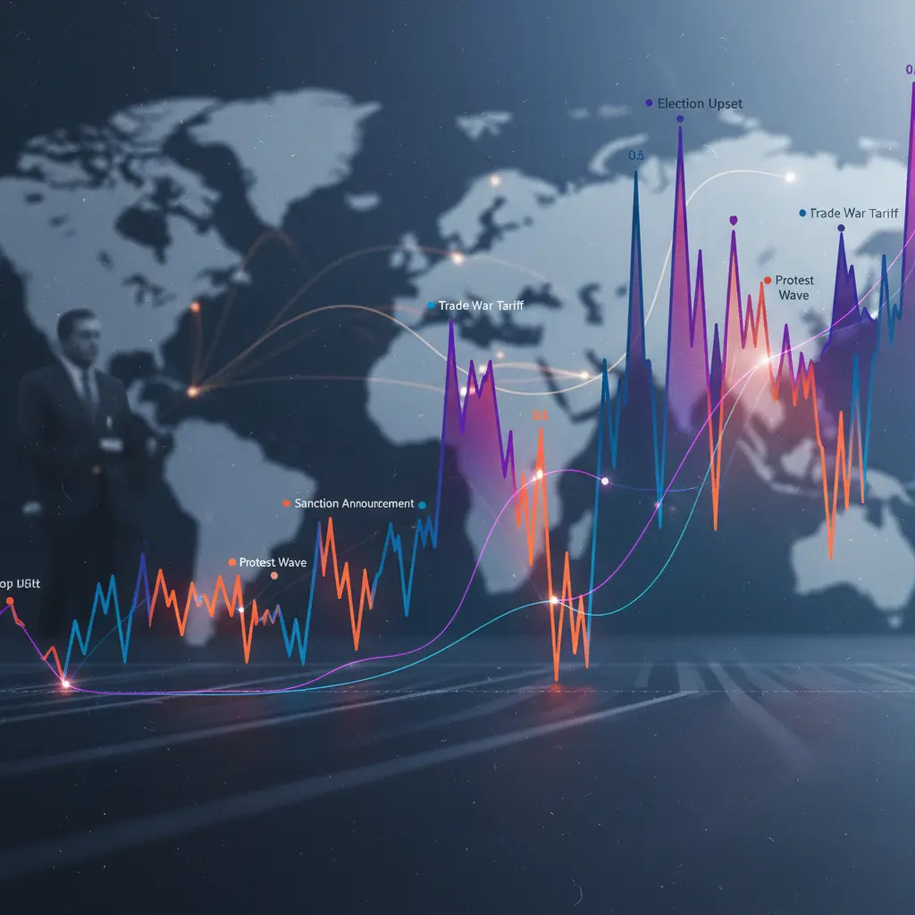 Graph showing market volatility spikes during geopolitical events
