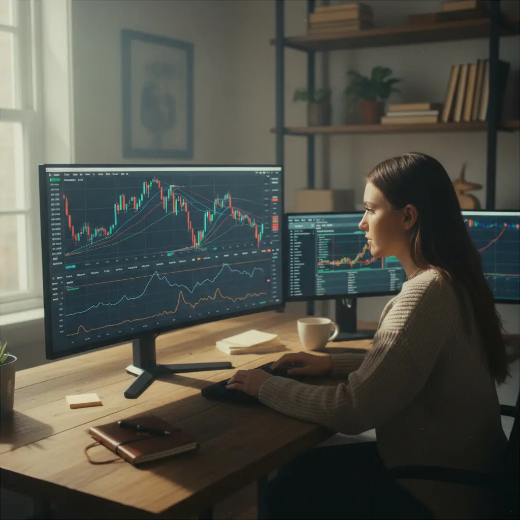 Trader analyzing a forex chart on a computer screen