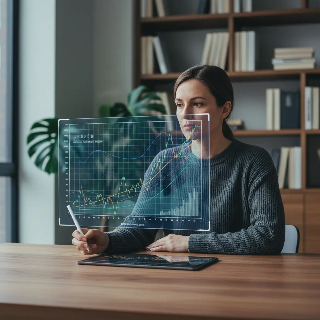 Trader looking thoughtfully at a risk management chart