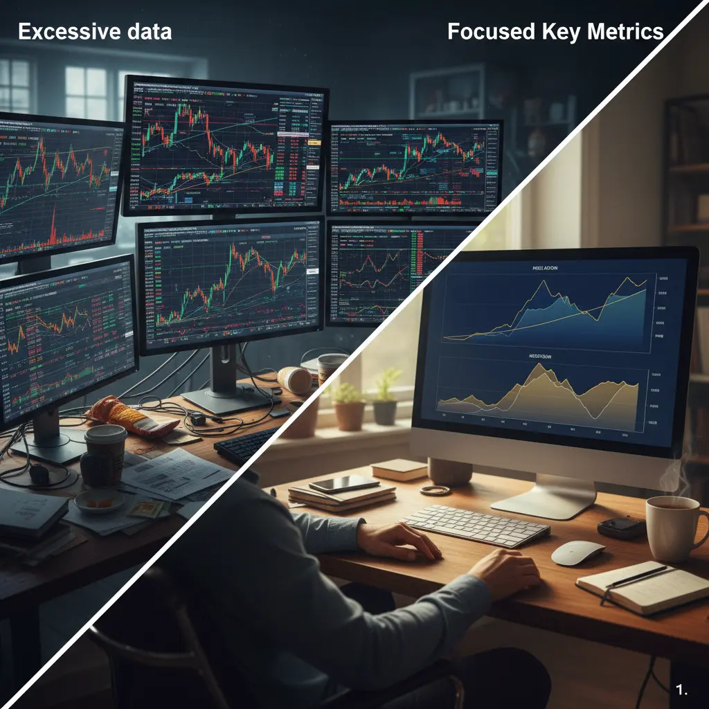 Comparison of trading with excessive data versus focused key metrics